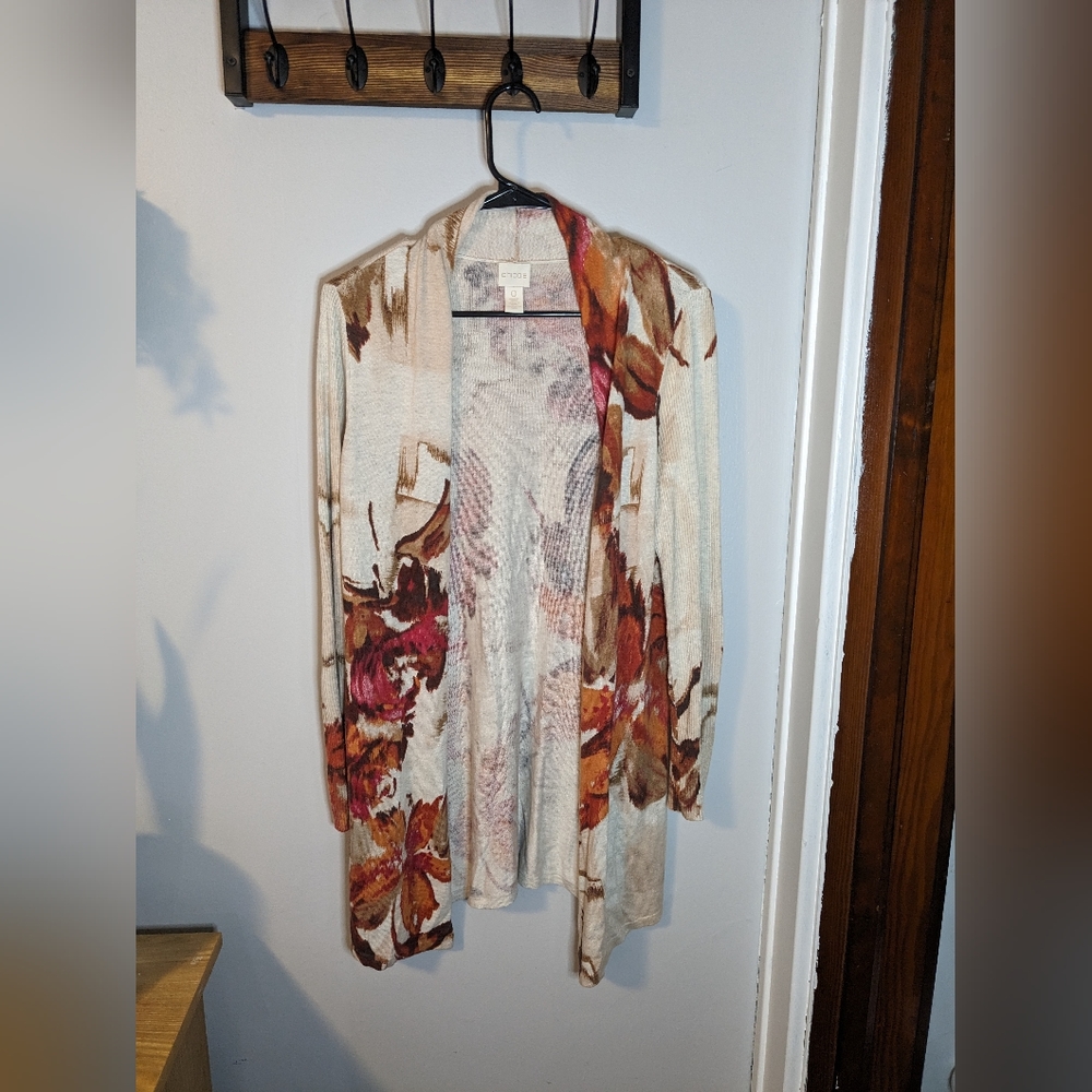 Chicos Soft Fall Flowers Cardigan